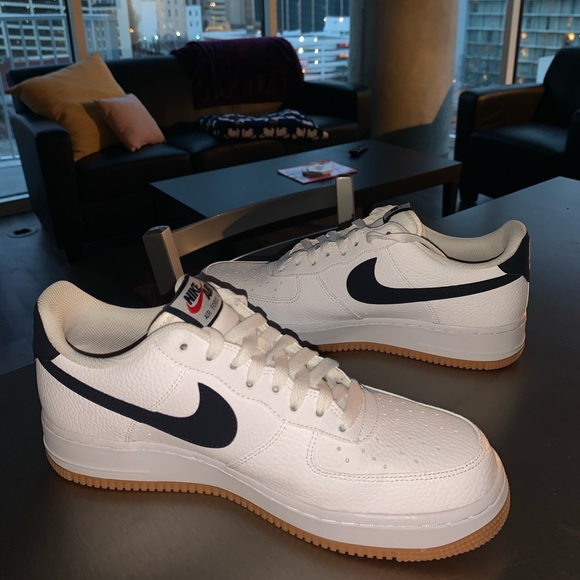 Nike | Shoes | White Nike Air Force Sneaker With Black Swoosh | Poshmark